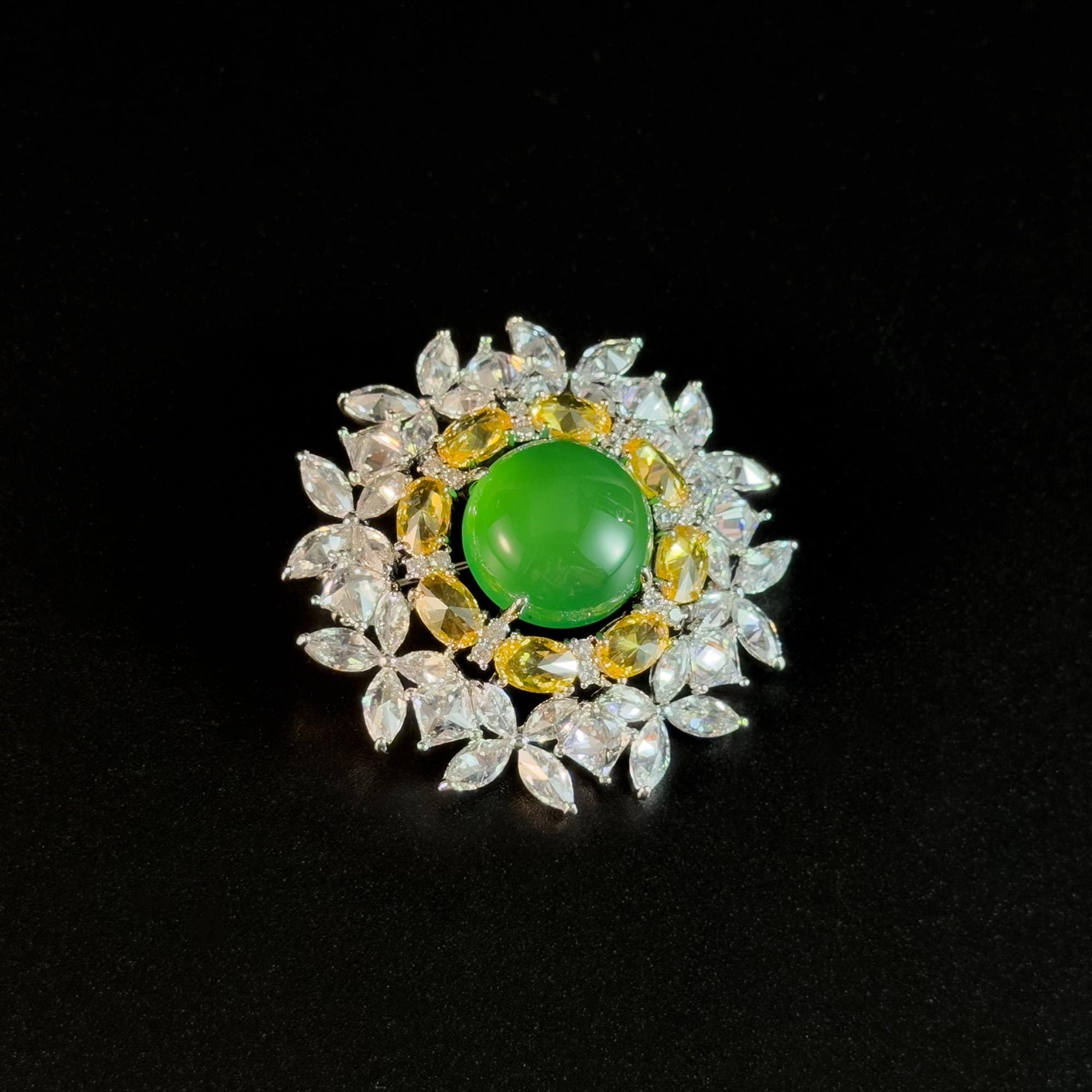 Emerald Flower Brooch