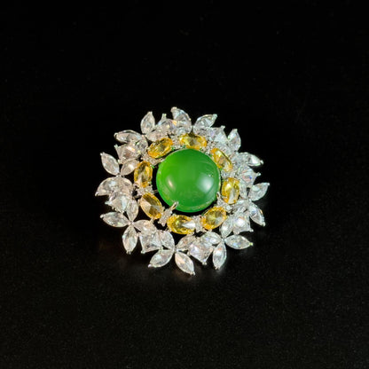 Emerald Flower Brooch