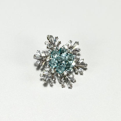 Blue Crystal Snowflake Brooch
