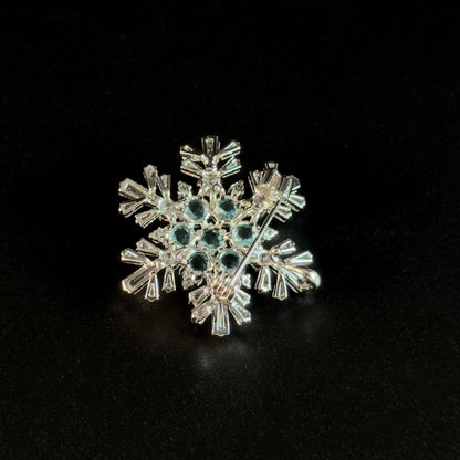 Blue Crystal Snowflake Brooch