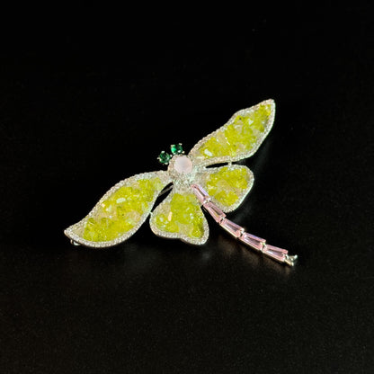 Olive Green Dragonfly Brooch