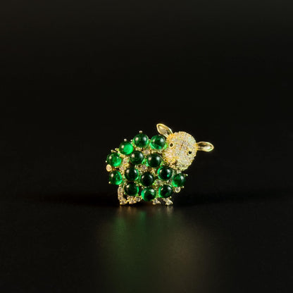Emerald Sheep Brooch