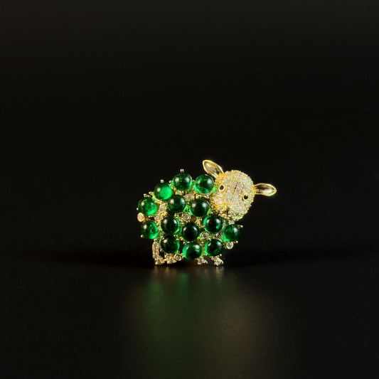 Emerald Sheep Brooch