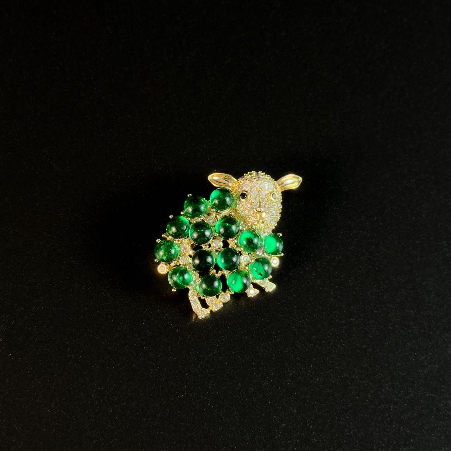 Emerald Sheep Brooch