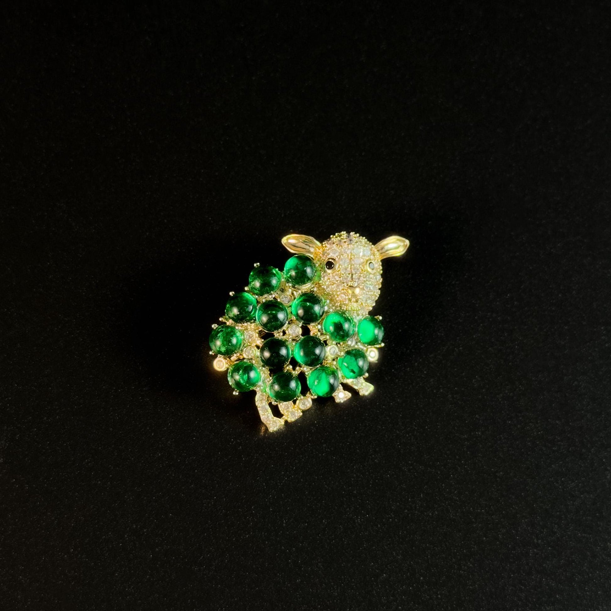 Emerald Sheep Brooch