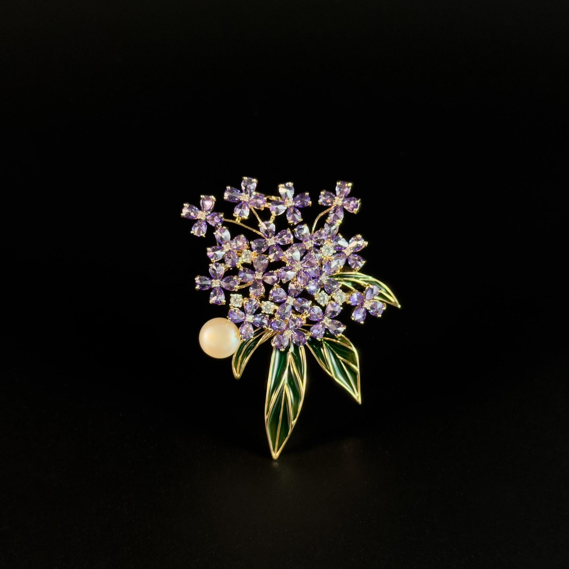 Pearl Purple Lilac Cluster Brooch