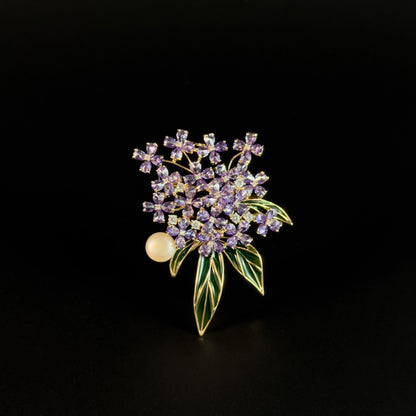 Pearl Purple Lilac Cluster Brooch