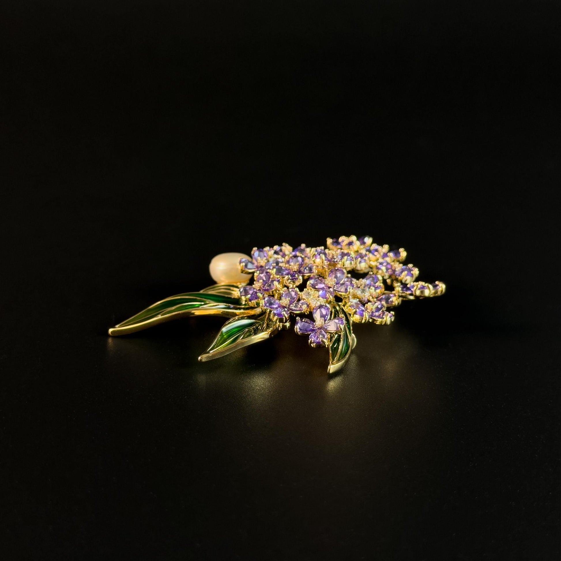Pearl Purple Lilac Cluster Brooch