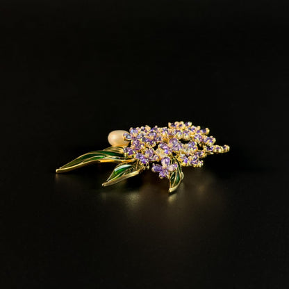 Pearl Purple Lilac Cluster Brooch
