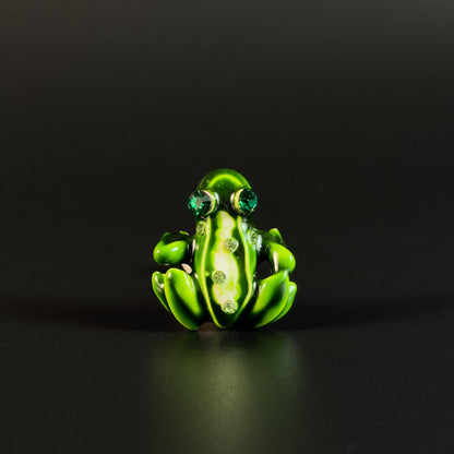 Vintage Enamel Green Frog Brooch