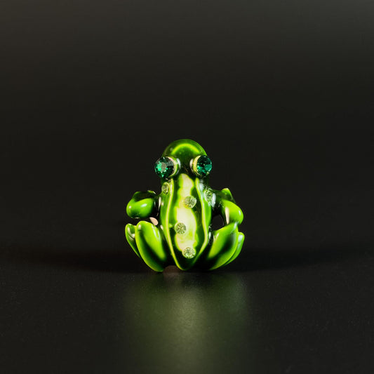 Vintage Enamel Green Frog Brooch