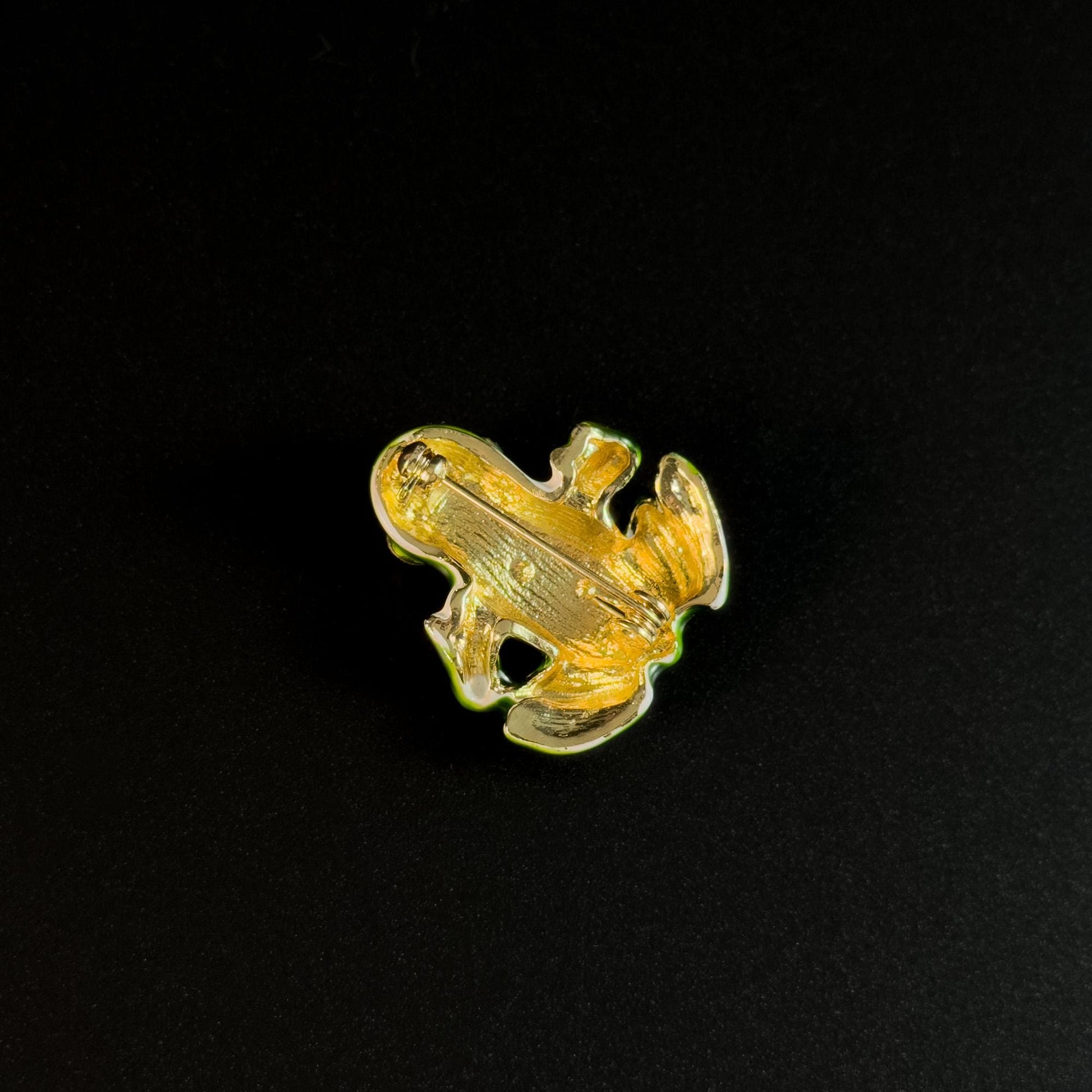 Vintage Enamel Green Frog Brooch