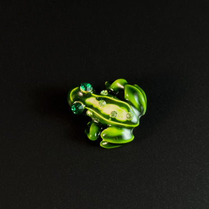 Vintage Enamel Green Frog Brooch