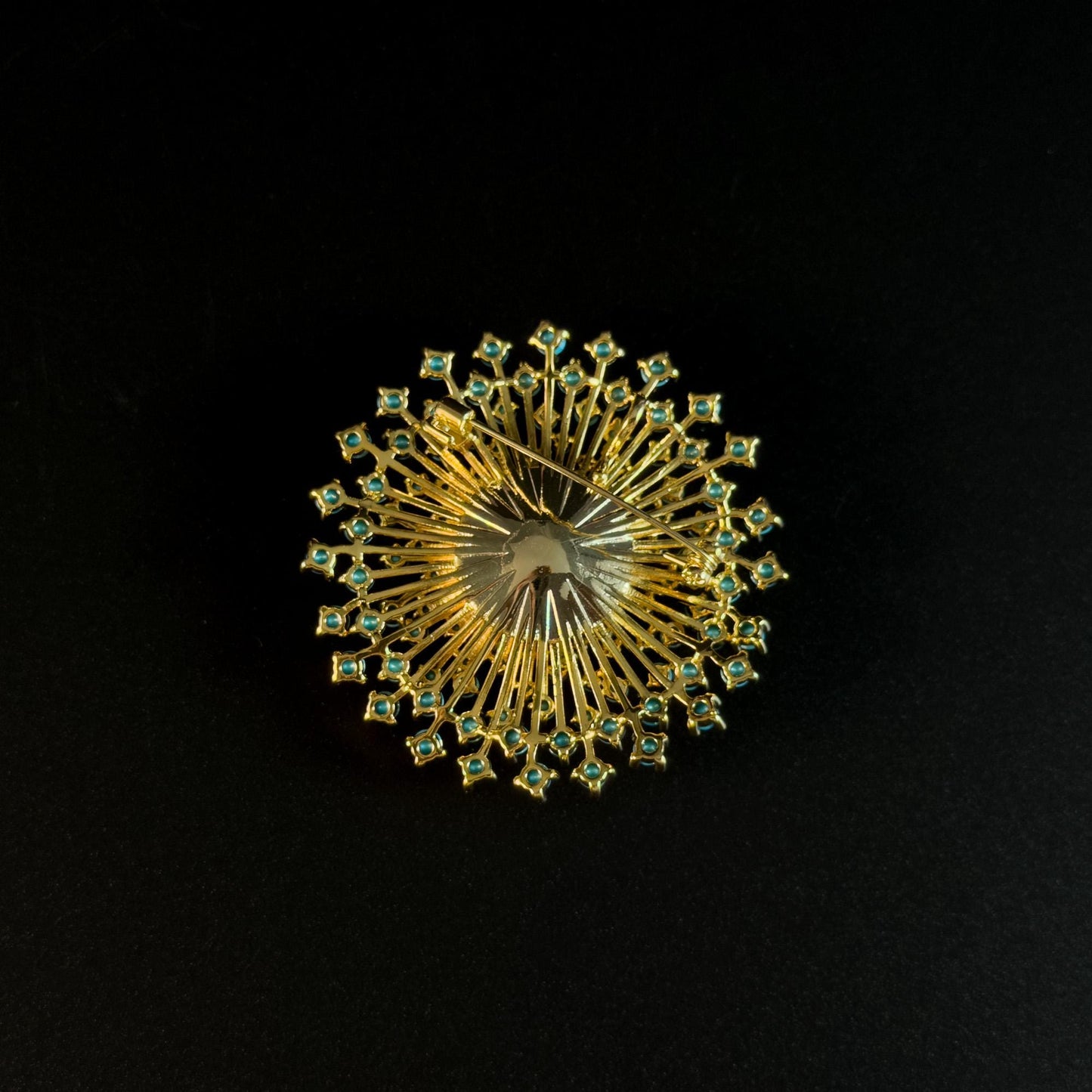 Blue Pearl Sunflower Brooch