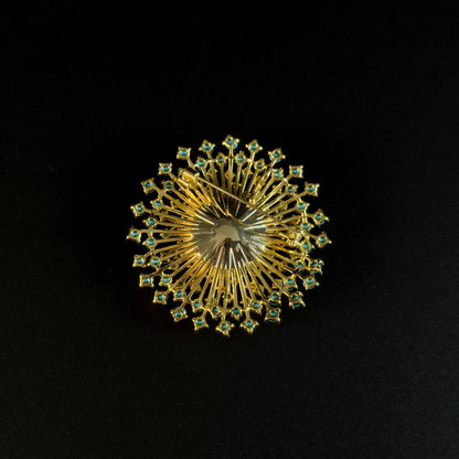 Blue Pearl Sunflower Brooch