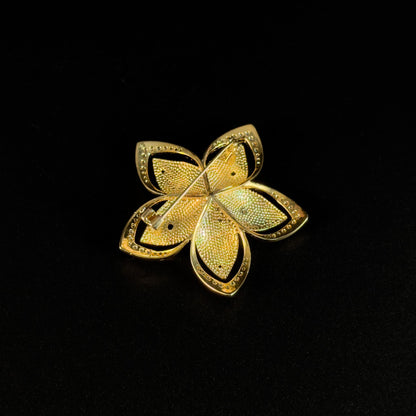 Gold Pearl Hibiscus Brooch