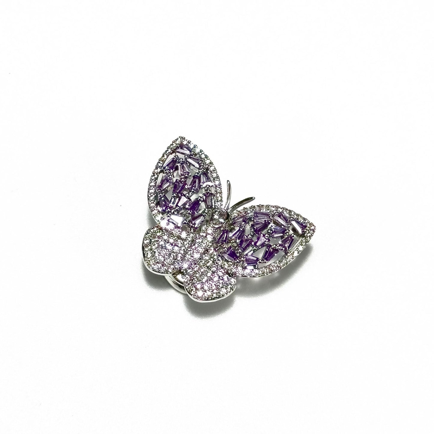 Purple Diamond Butterfly Magnetic Cufflinks