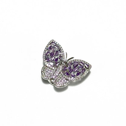 Purple Diamond Butterfly Magnetic Cufflinks