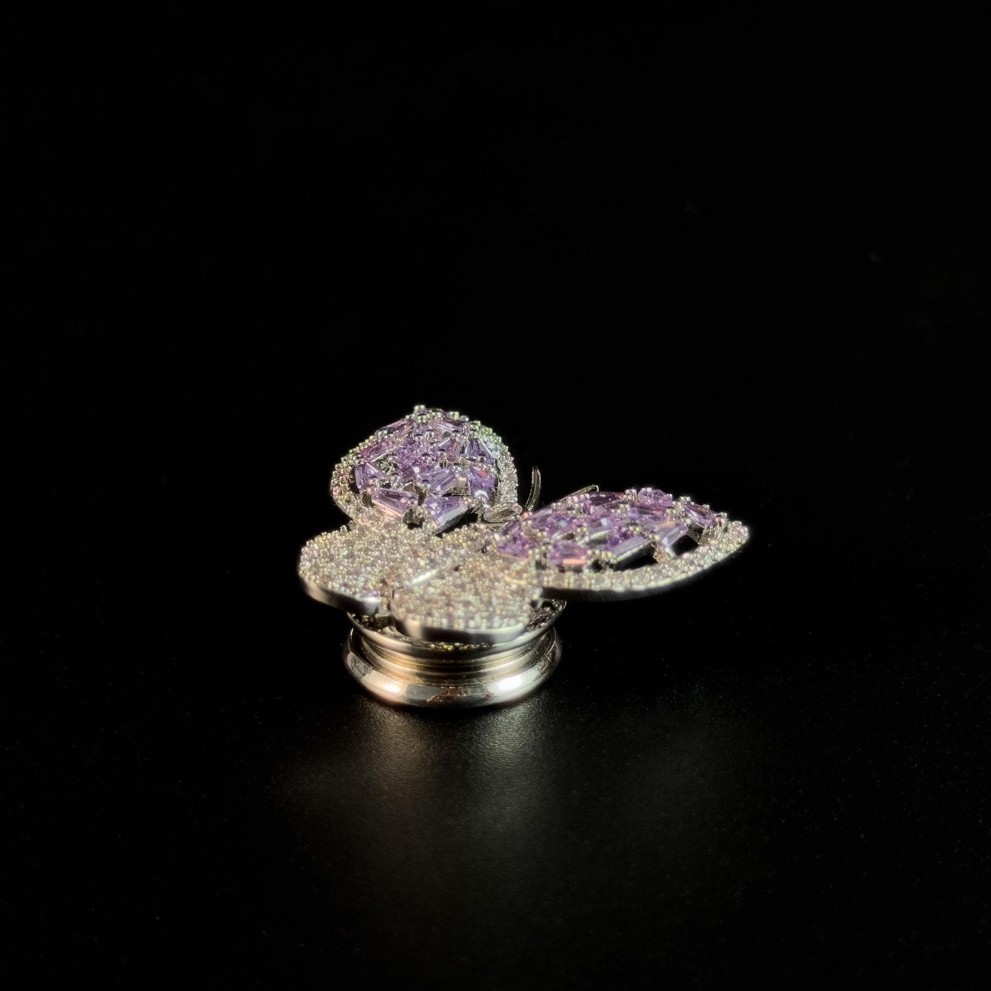 Purple Diamond Butterfly Magnetic Cufflinks