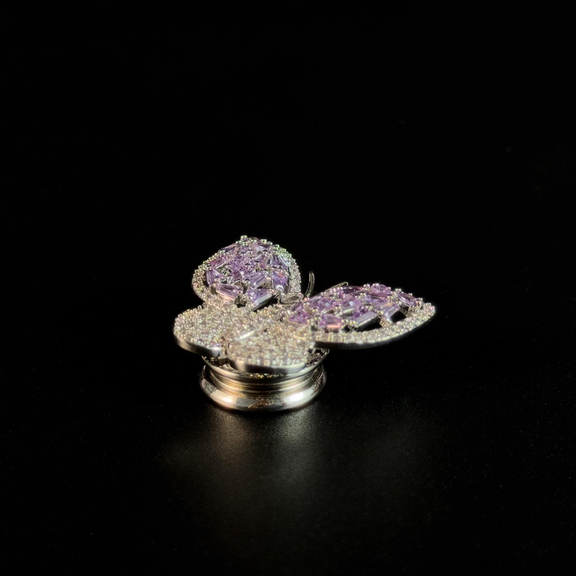 Purple Diamond Butterfly Magnetic Cufflinks