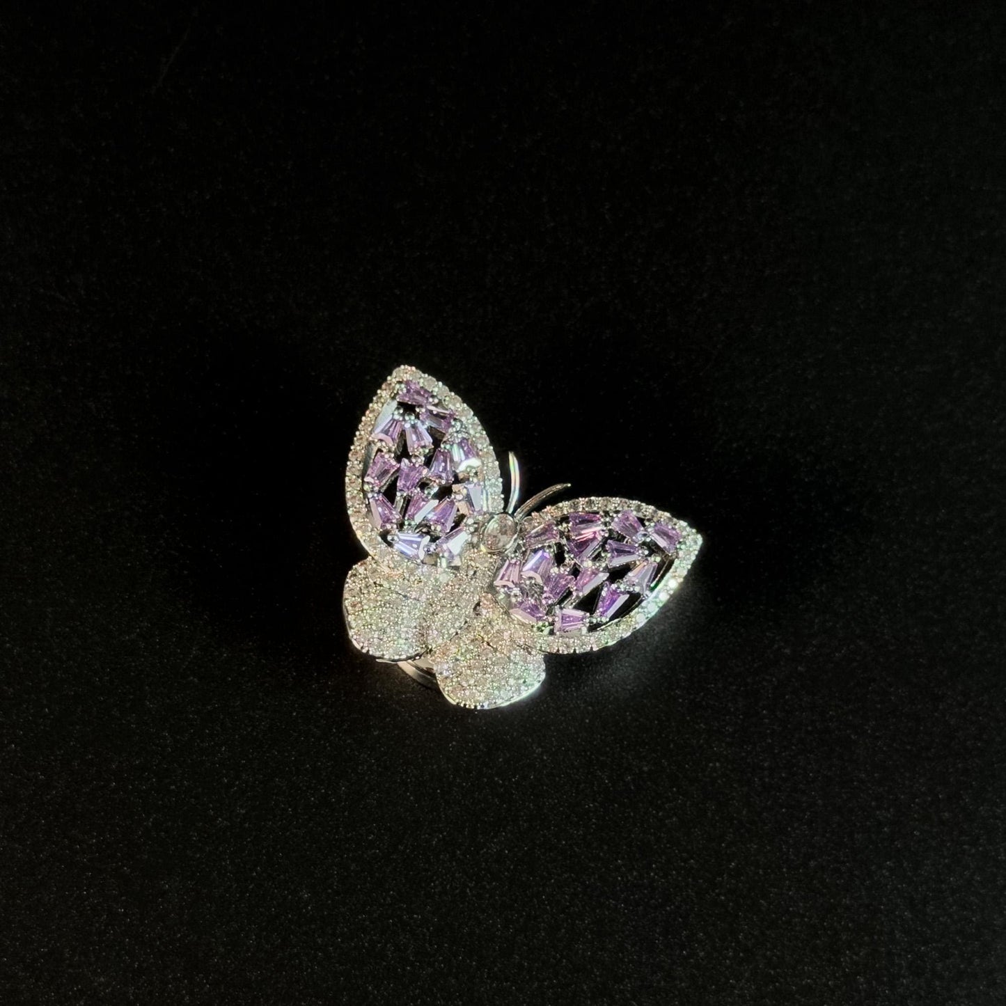 Purple Diamond Butterfly Magnetic Cufflinks