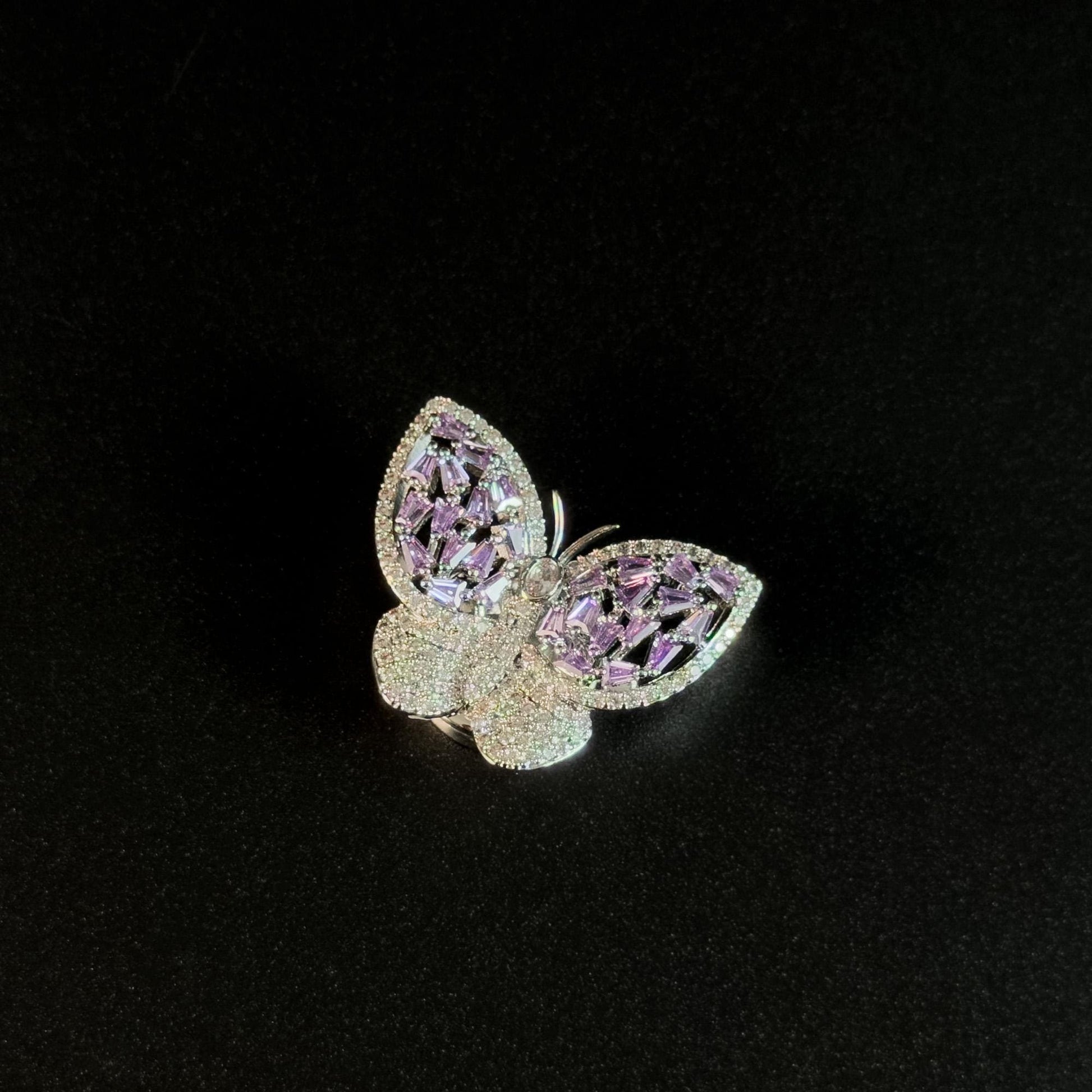 Purple Diamond Butterfly Magnetic Cufflinks