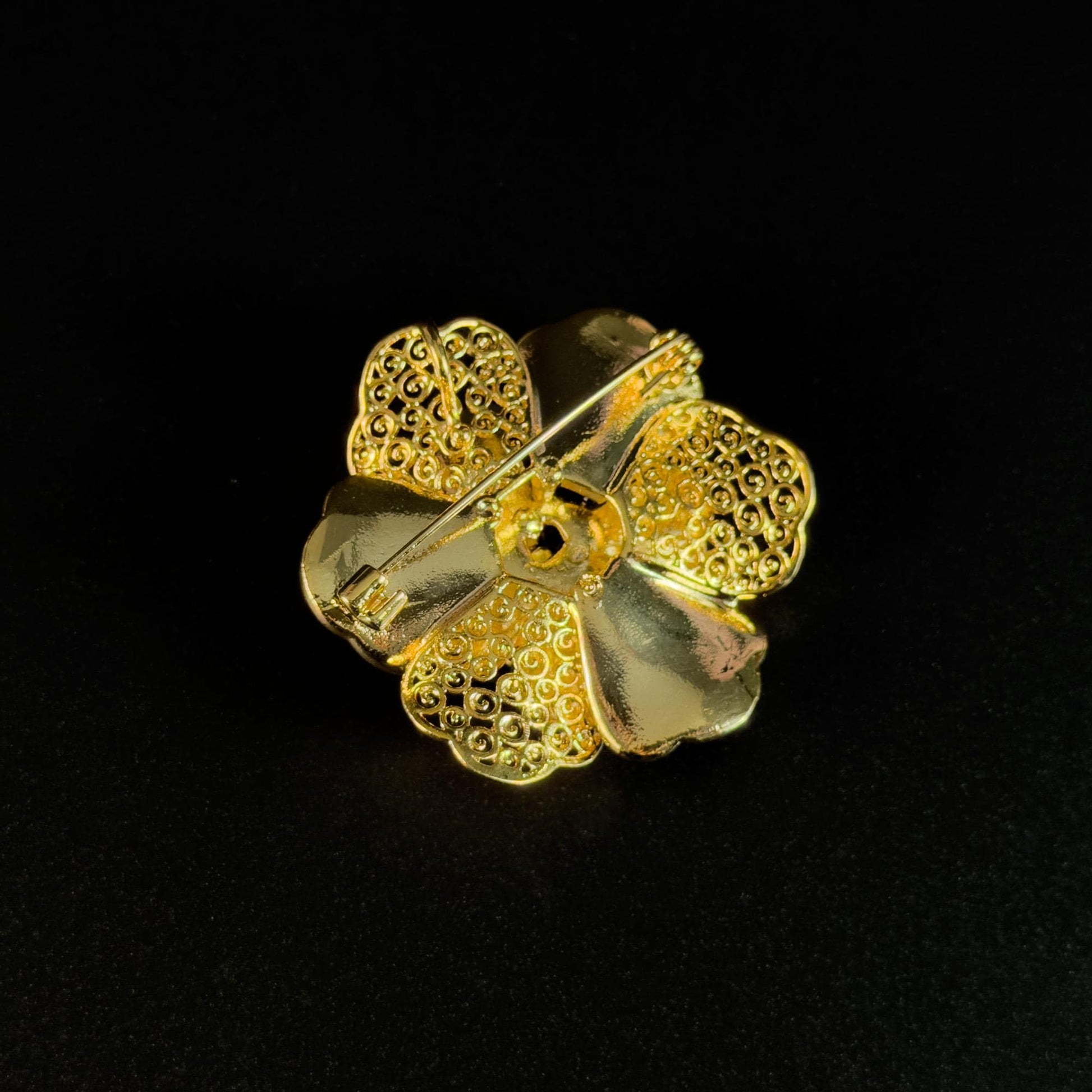 Vintage Enamel Camellia Brooch