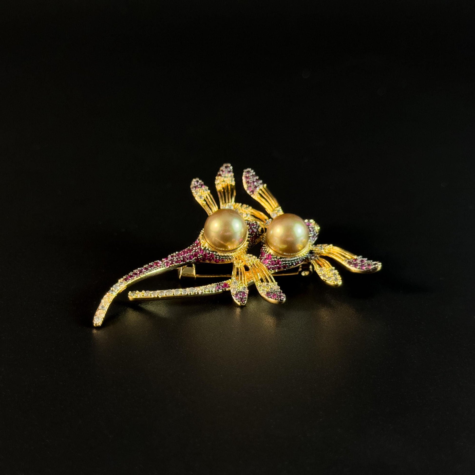 Two Pearl Dragonfly Brooches