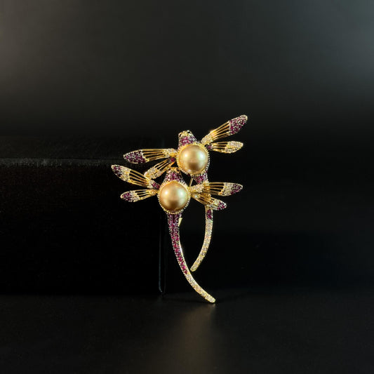 Two Pearl Dragonfly Brooches