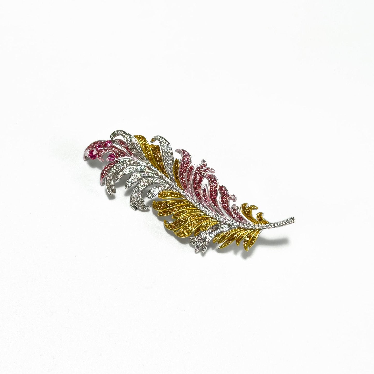 Tricolor Feather Brooch