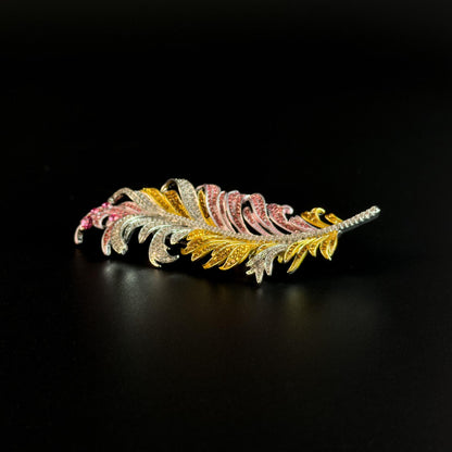 Tricolor Feather Brooch