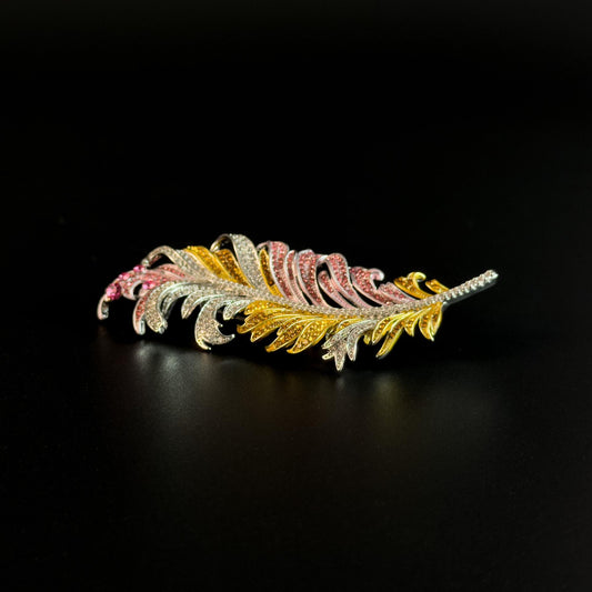 Tricolor Feather Brooch