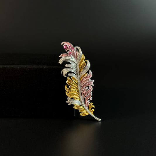 Tricolor Feather Brooch