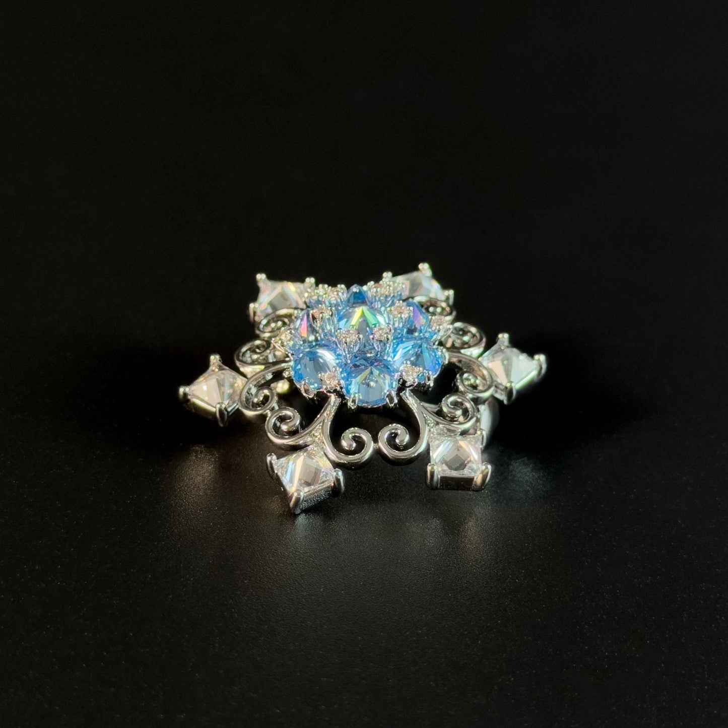 Blue Crystal Snowflake Brooch