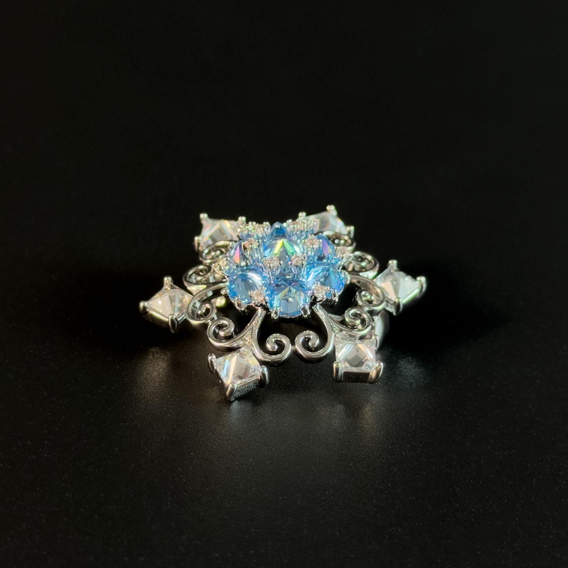 Blue Crystal Snowflake Brooch