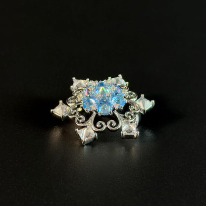 Blue Crystal Snowflake Brooch