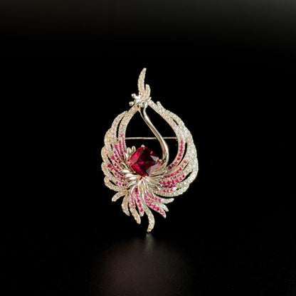 Pink Crown Swan Brooch
