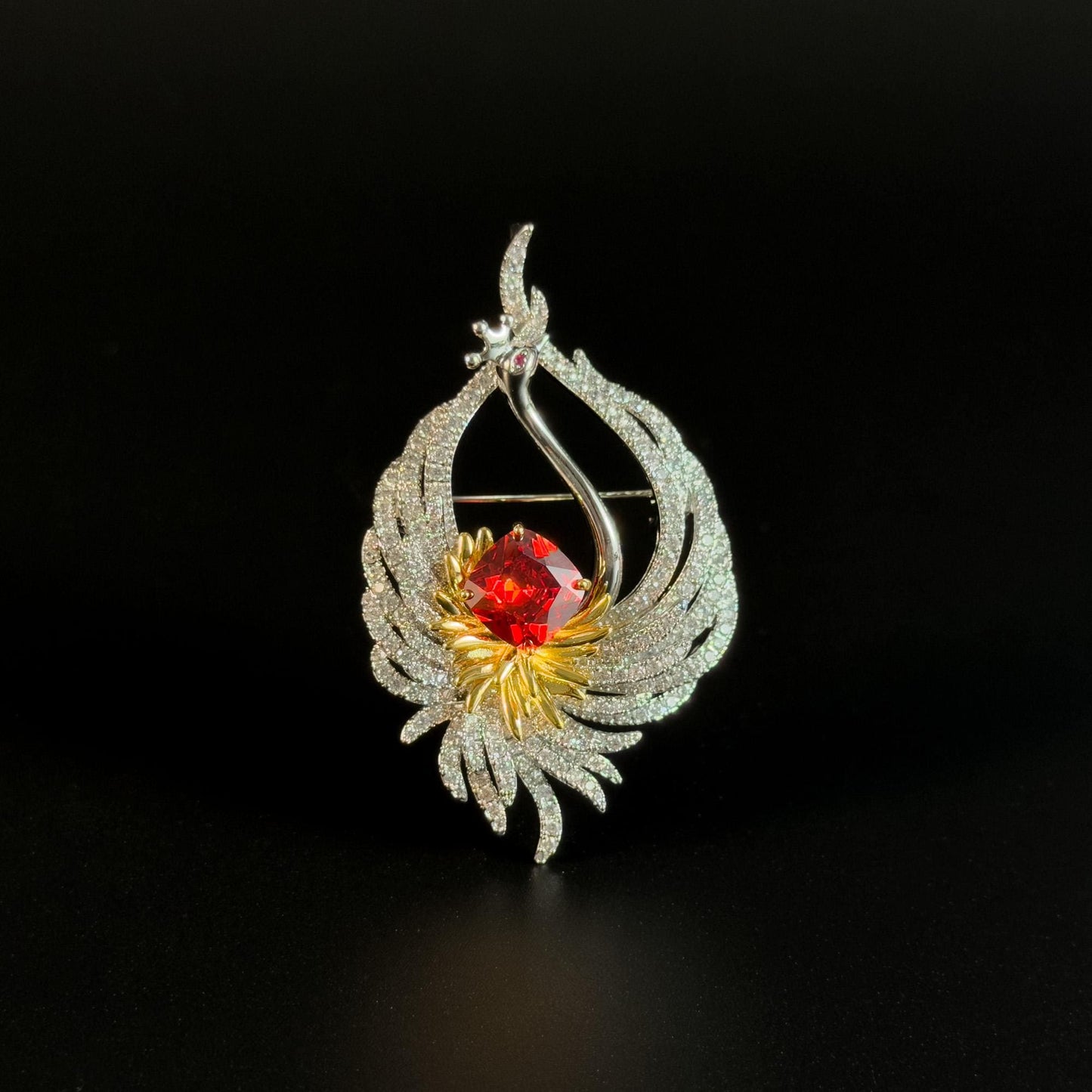 Crown Swan Brooch