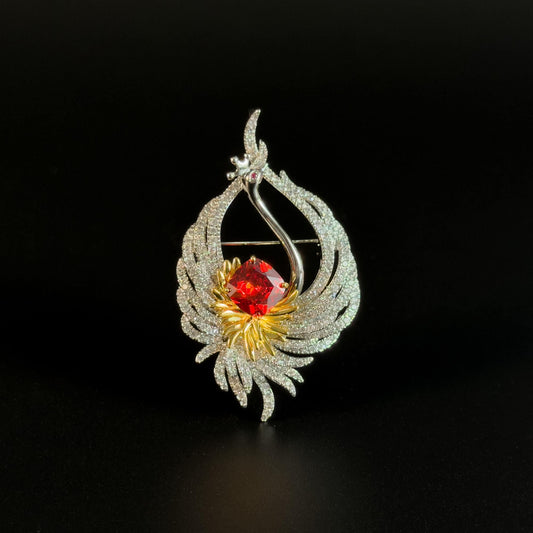 Crown Swan Brooch