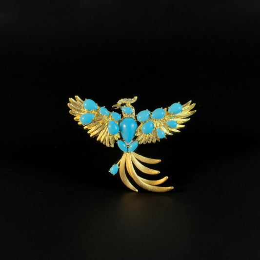 Sapphire and Gold Eagle Brooch