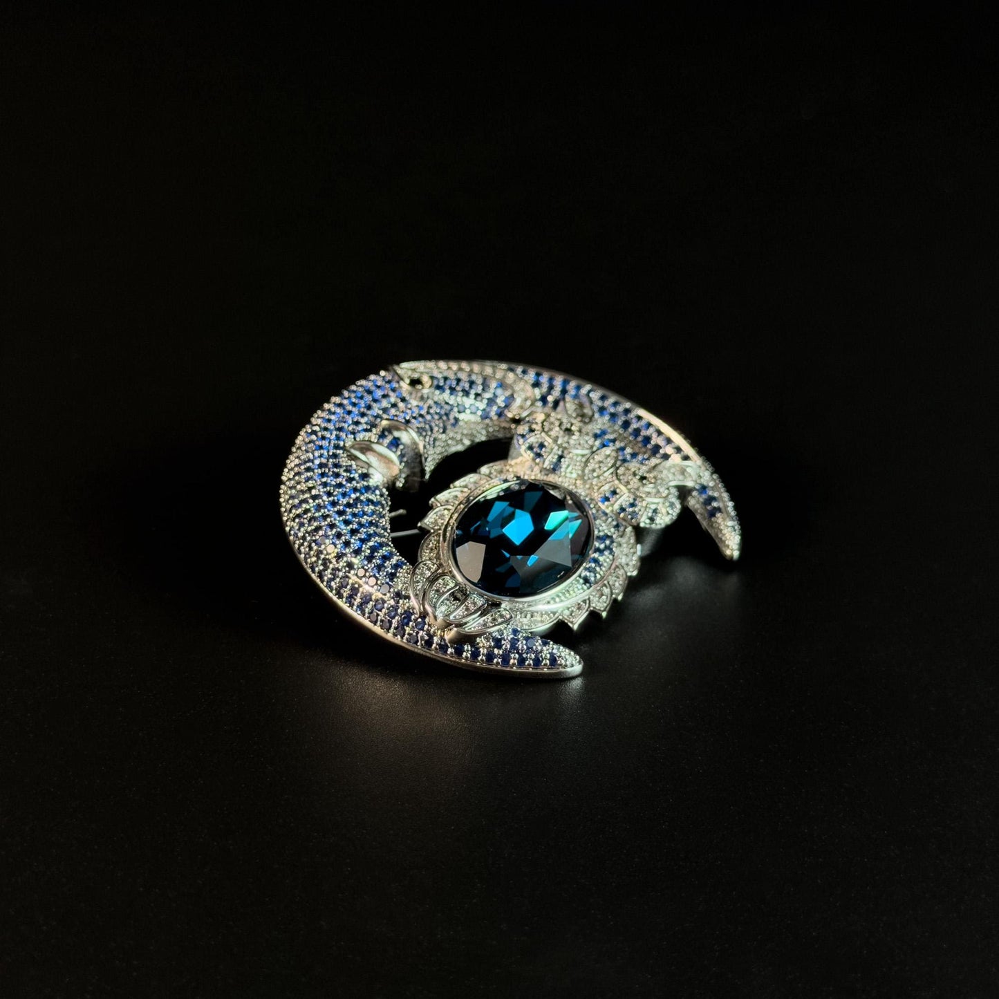 Moon and Owl Brooch