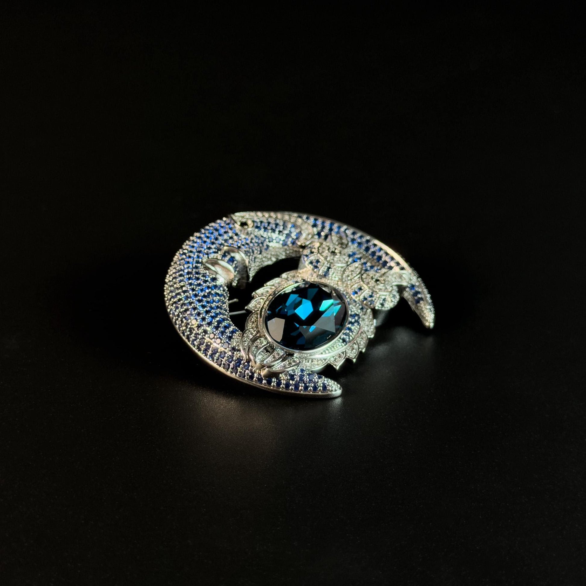 Moon and Owl Brooch