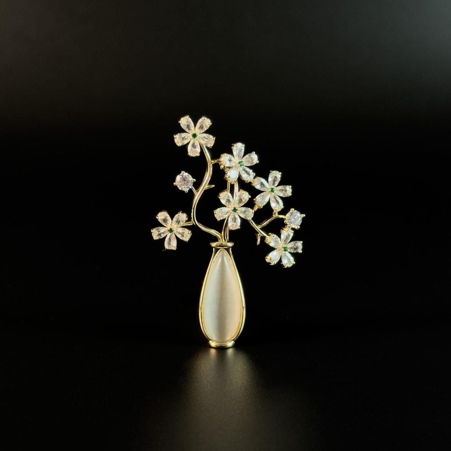 White Vase Bouquet Brooch