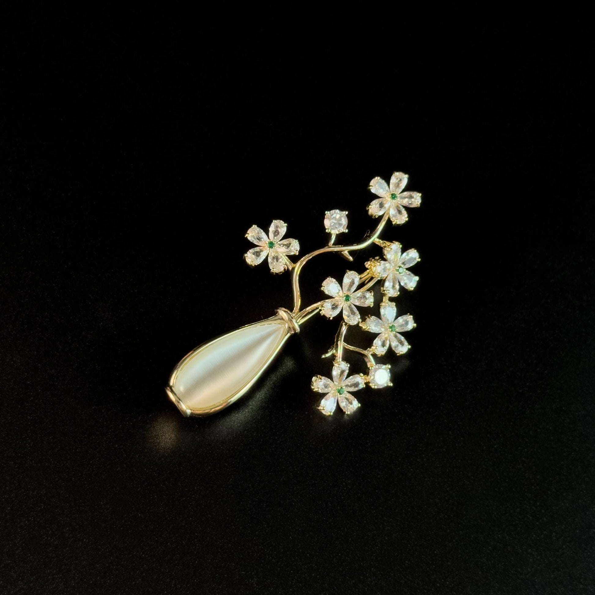 White Vase Bouquet Brooch