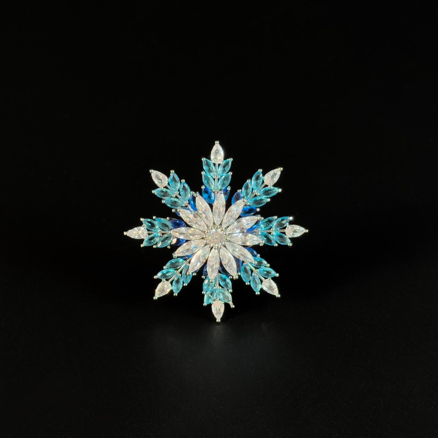 Blue Snowflake-Shaped Brooch