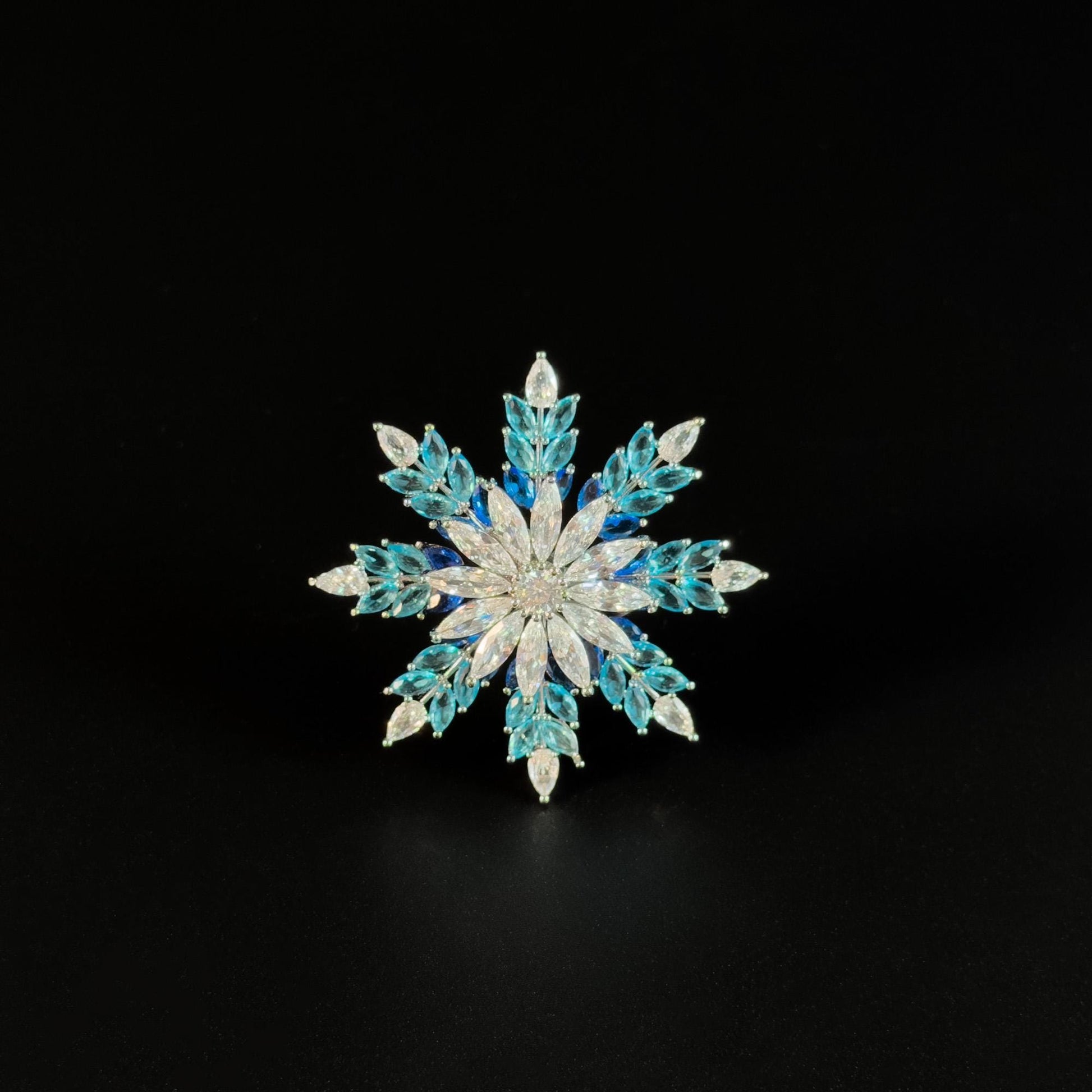 Blue Snowflake-Shaped Brooch