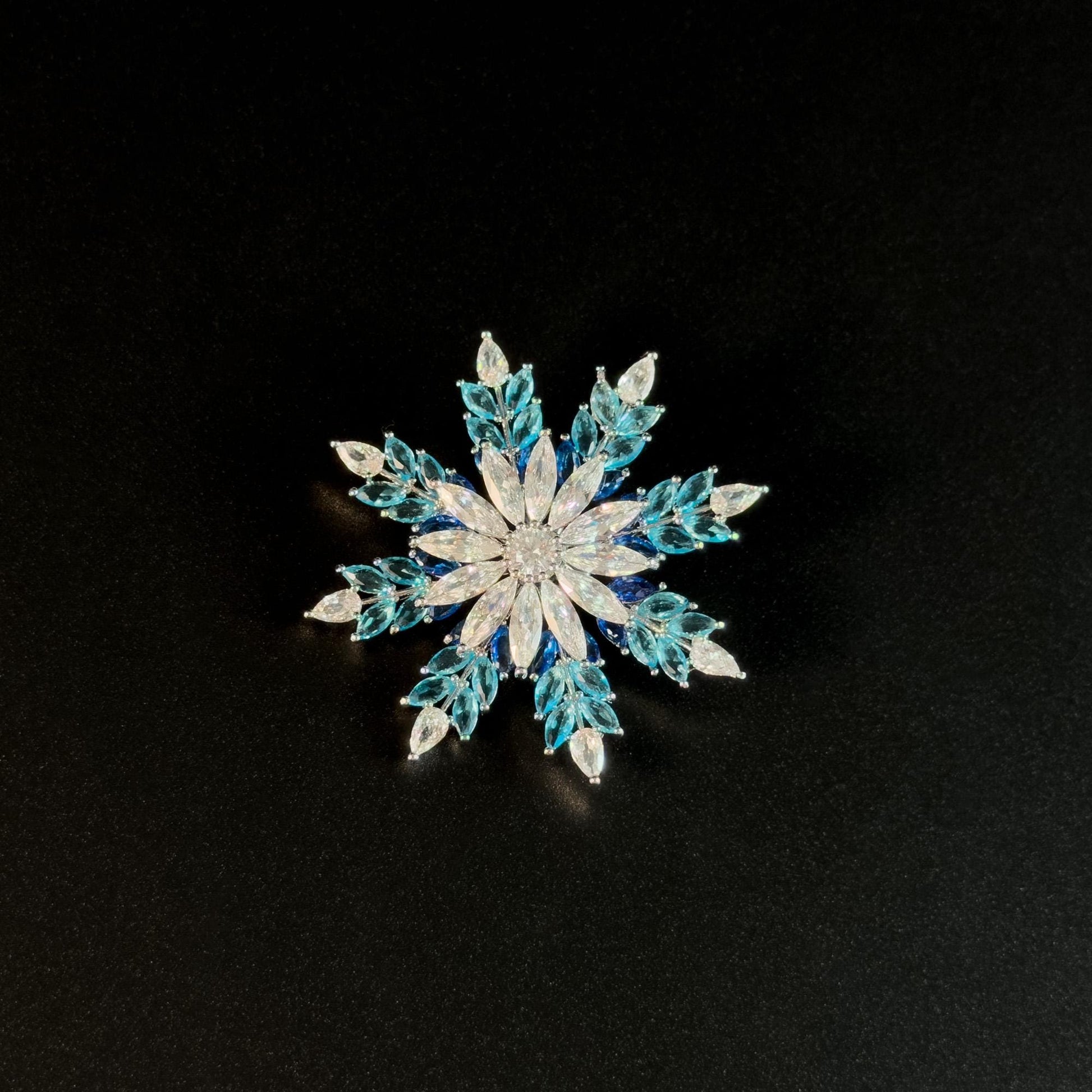 Blue Snowflake-Shaped Brooch