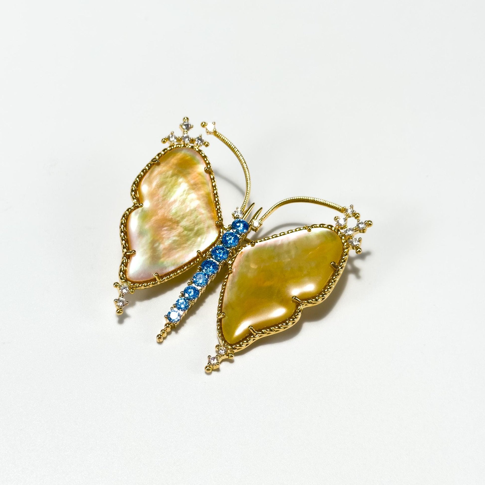 French-Style Seashell Butterfly Brooch