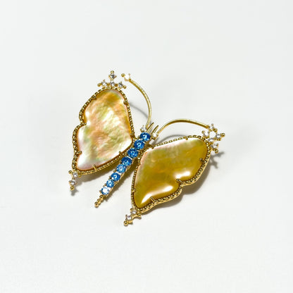 French-Style Seashell Butterfly Brooch