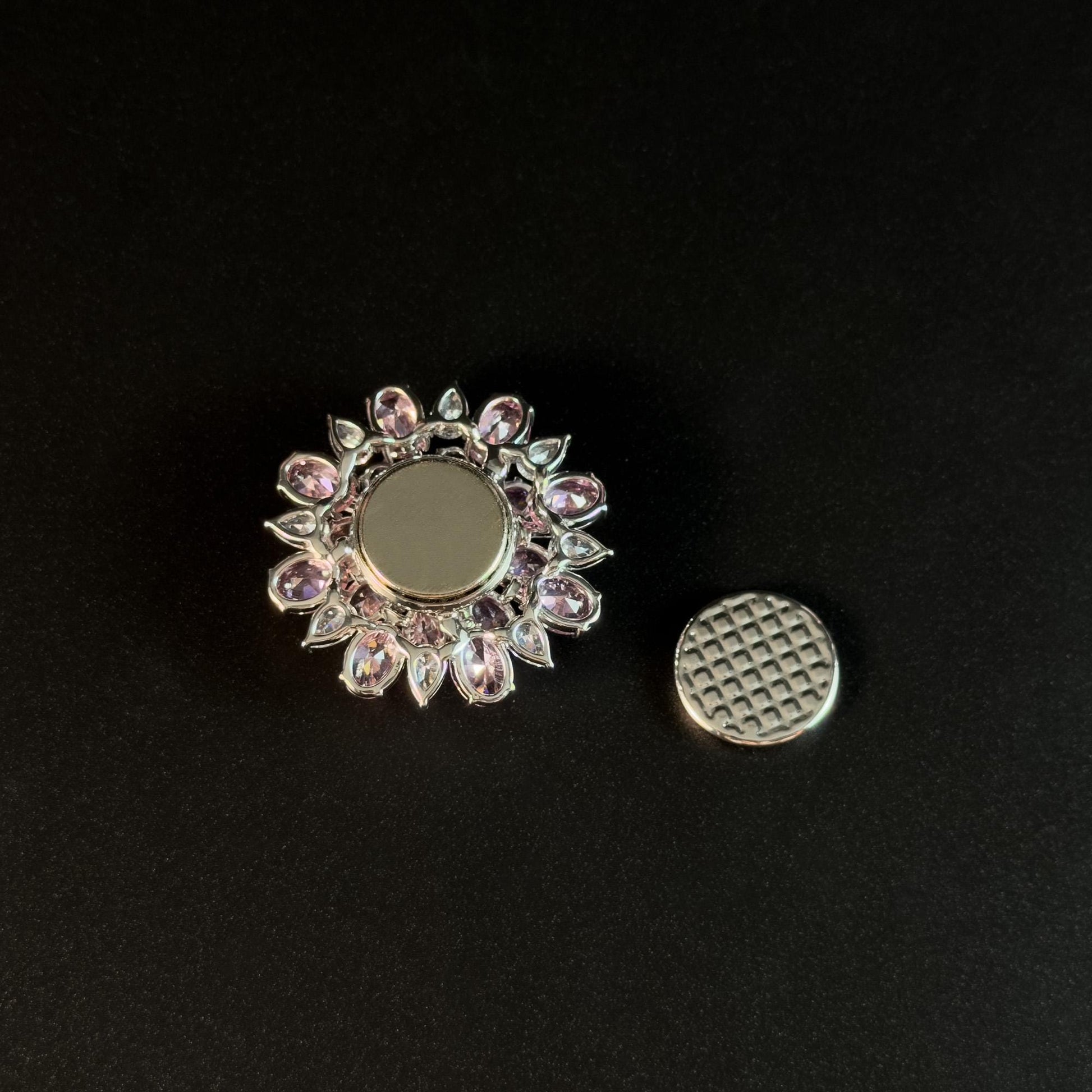 Pink Crystal Flower Magnetic Cufflinks